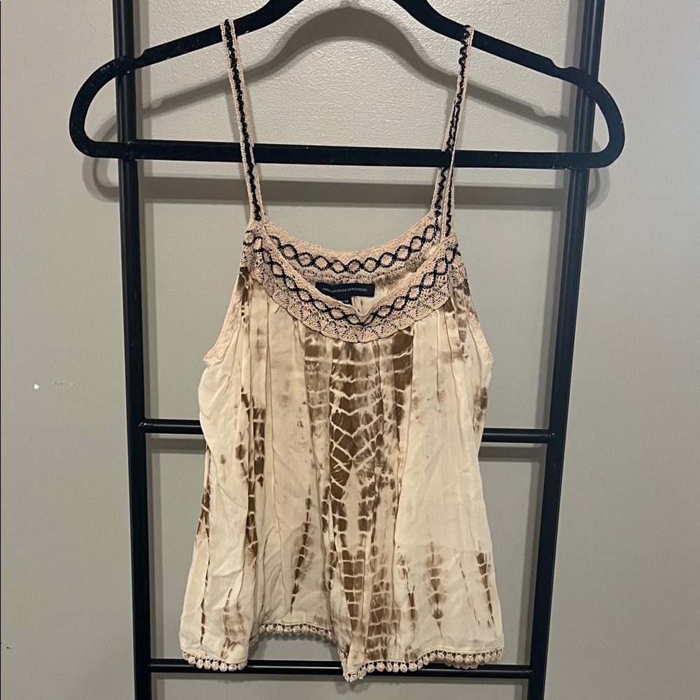 American Eagle Outfitters Cream and Brown Camisole